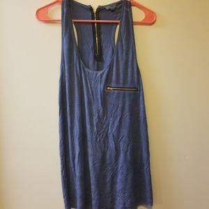 Blue racerback Pol tank top with zipper